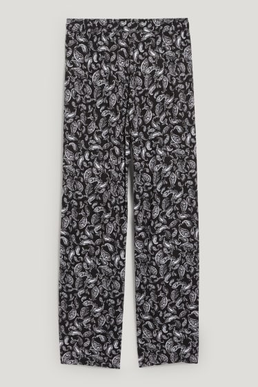 Femmes - Pantalon en toile - mid waist - jambe évasée - noir