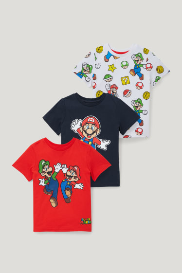 Toddler Boys - Multipack 3 perechi - Super Mario - tricou cu mânecă scurtă - alb