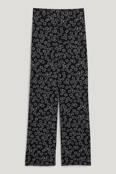 Clockhouse Girls - CLOCKHOUSE - pantalon - high waist - wide leg - gebloemd - zwart