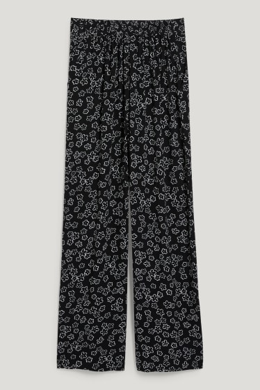 Clockhouse Girls - CLOCKHOUSE - pantalon - high waist - wide leg - gebloemd - zwart