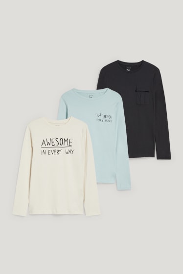 Niños - Pack de 3 - camisetas de manga larga - genderless - crema