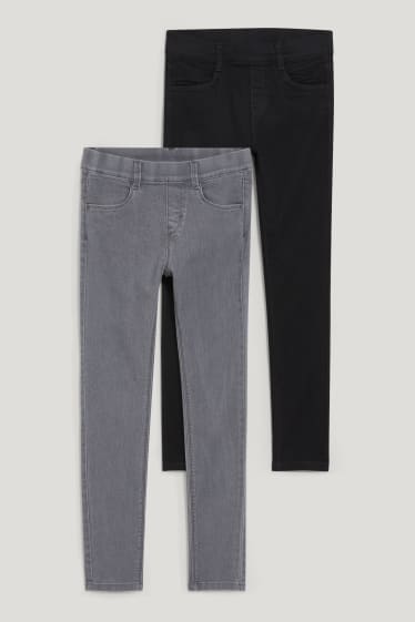 Bambine: - Confezione da 2 - jeggings - jeans grigio chiaro
