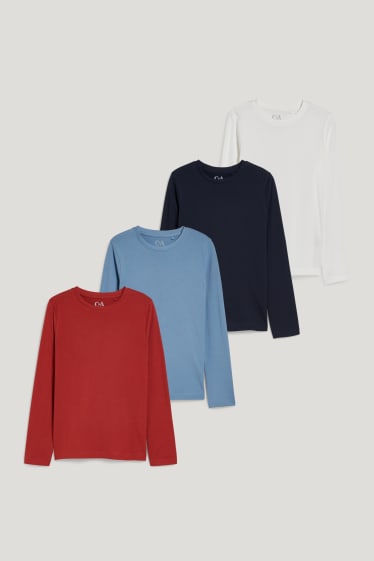 Garçons - Lot de 4 - haut à manches longues - bleu foncé
