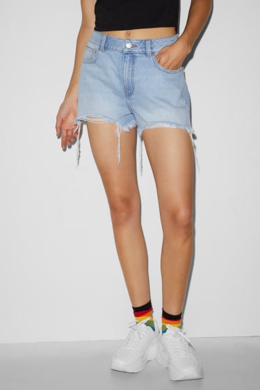 Clockhouse Girls - CLOCKHOUSE - pantaloni scurți de blugi - talie înaltă - PRIDE - denim-albastru deschis