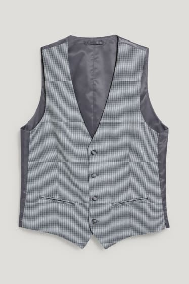 Pánské - Obleková vesta - slim fit - LYCRA® - šedá-žíhaná