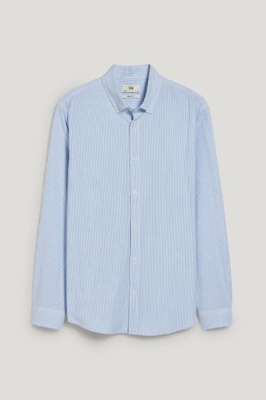 Heren - Overhemd Oxford - regular fit - button-down - gestreept - lichtblauw