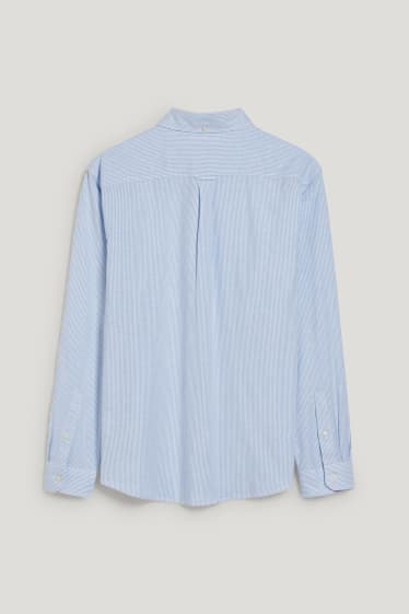 Hombre - Camisa Oxford - regular fit - button down - de rayas - azul claro