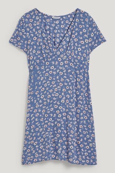 Clockhouse pro holky - CLOCKHOUSE - áčkové šaty - s květinovým vzorem - modrá