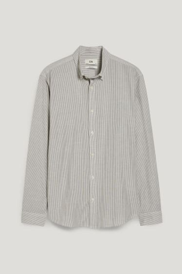 Men - Oxford shirt - regular fit - button-down collar - striped - gray