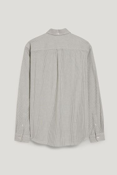 Men - Oxford shirt - regular fit - button-down collar - striped - gray