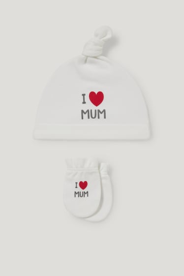 Baby Girls - Set - berretto per neonati e guanti antigraffio - 2 pezzi - bianco neve