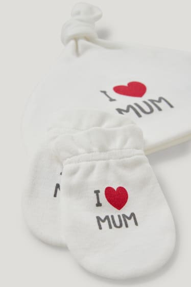 Baby Girls - Set - berretto per neonati e guanti antigraffio - 2 pezzi - bianco neve