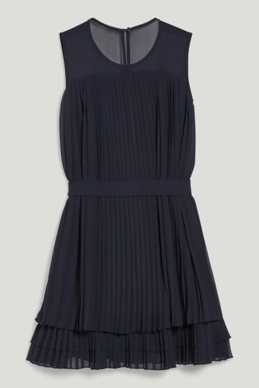 Kids Girls - Jurk van chiffon - geplisseerd - donkerblauw