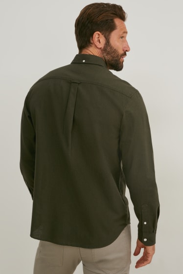 Hommes - Chemise Oxford - coupe droite - col button down - vert foncé