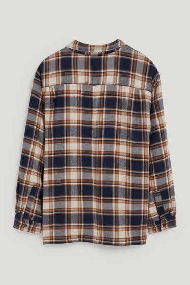 Uomo XL - Giacca di jeans - a quadretti - beige / blu