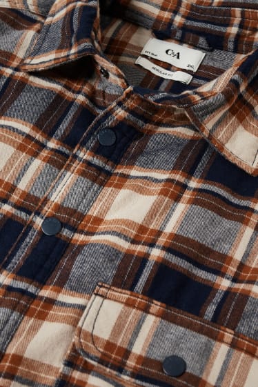 Uomo XL - Giacca di jeans - a quadretti - beige / blu