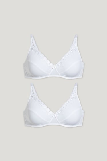 Damen - Multipack 2er - BH ohne Bügel - weiss