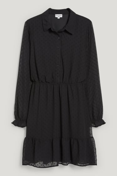 Dames XL - CLOCKHOUSE - jurk van chiffon - zwart