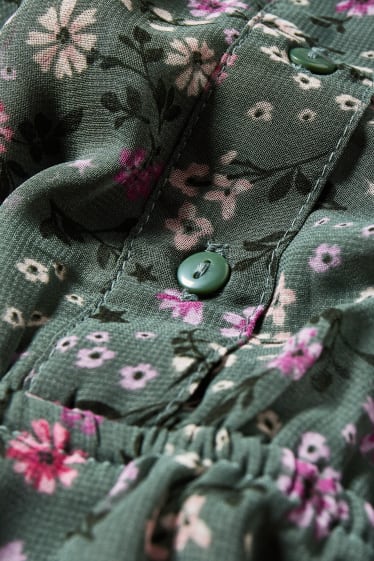 Dámské XL - CLOCKHOUSE - šifonové šaty - s květinovým vzorem - tmavozelená