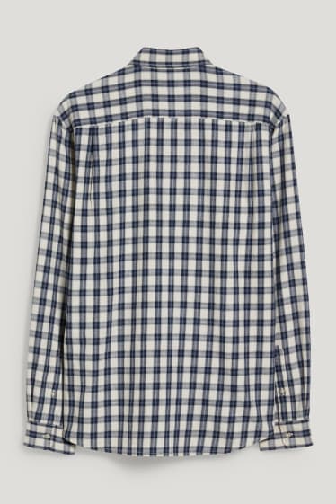 Hombre - Camisa - regular fit - button-down - de cuadros - azul / blanco