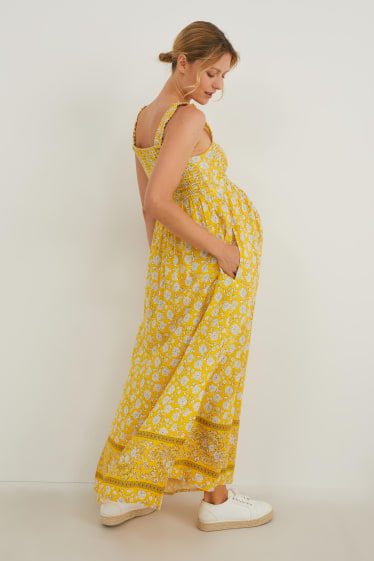 Dámské - Šaty - s květinovým vzorem - žlutá