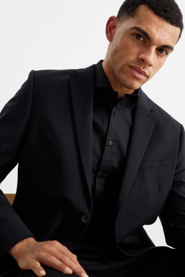 Hommes - Chemise de bureau - body fit - col cutaway - LYCRA® - noir