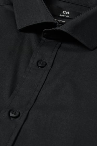 Hommes - Chemise de bureau - body fit - col cutaway - LYCRA® - noir