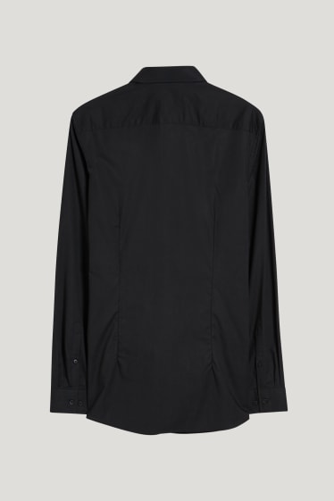 Hommes - Chemise de bureau - body fit - col cutaway - LYCRA® - noir