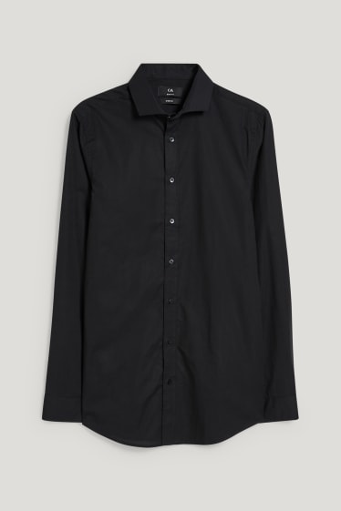 Hommes - Chemise de bureau - body fit - col cutaway - LYCRA® - noir