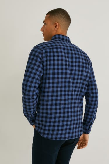 Heren - Overhemd - regular fit - button down - geruit - blauw