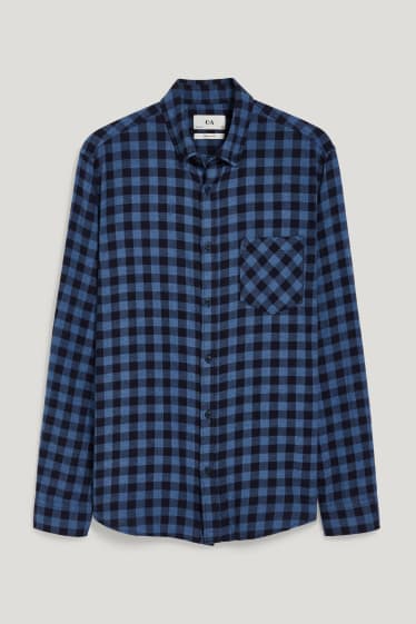 Heren - Overhemd - regular fit - button down - geruit - blauw
