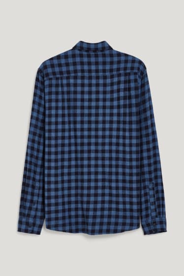 Heren - Overhemd - regular fit - button down - geruit - blauw