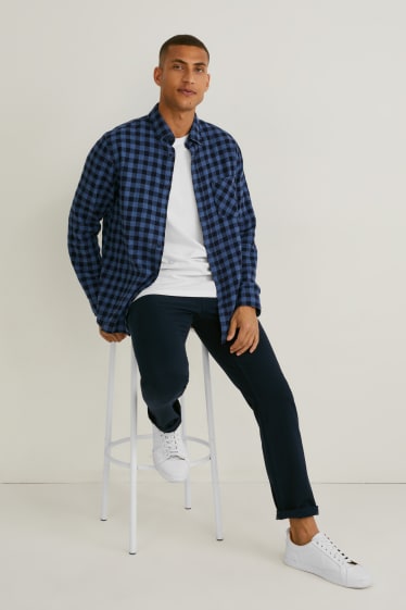 Heren - Overhemd - regular fit - button down - geruit - blauw
