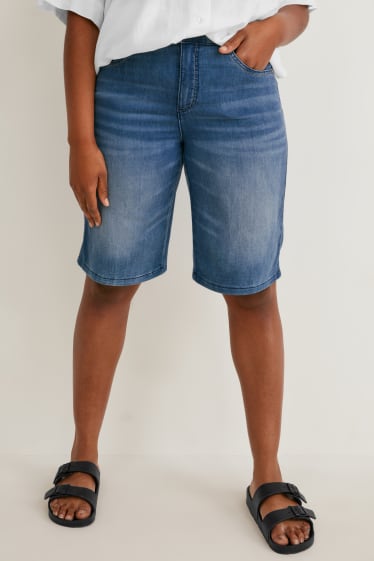 Femmes - Bermuda en jean - mid waist - jean bleu