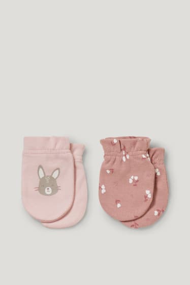 Baby Girls - Confezione da 2 - guanti antigraffio - rosa