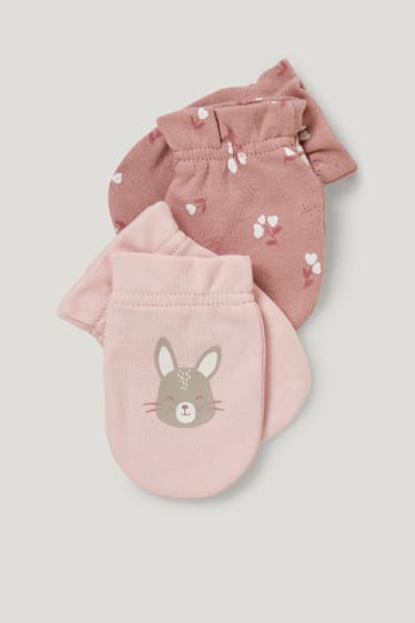 Baby Girls - Confezione da 2 - guanti antigraffio - rosa