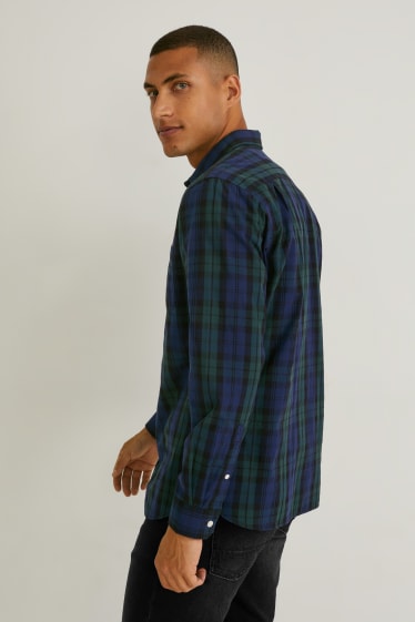 Hommes - Chemise - regular fit - col kent - à carreaux - vert foncé