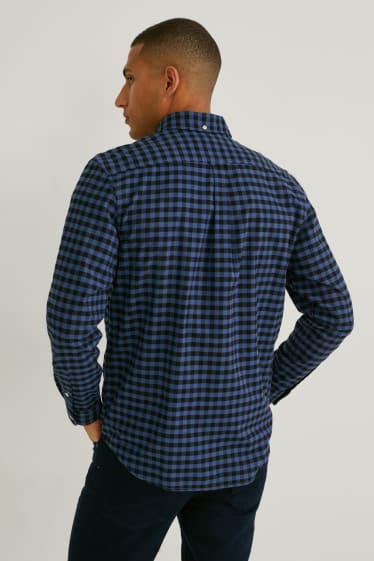 Heren - Overhemd Oxford - regular fit - button down - geruit - donkerblauw