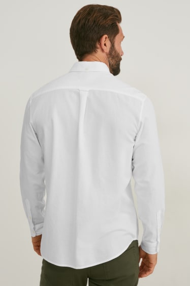 Men - Oxford shirt - regular fit - button-down collar - white