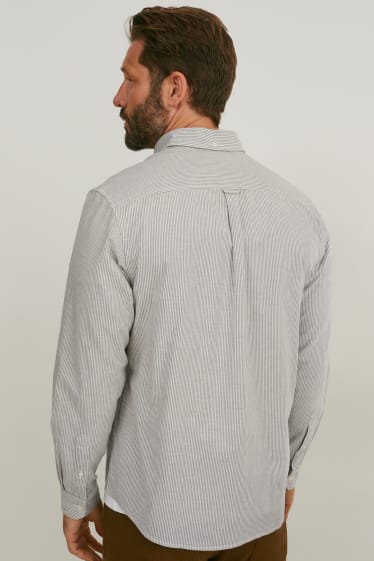 Men - Oxford shirt - regular fit - button-down collar - striped - gray