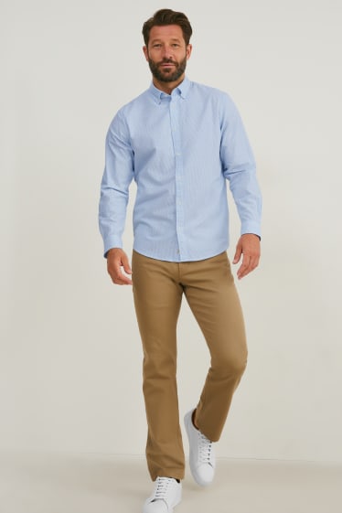 Heren - Overhemd Oxford - regular fit - button-down - gestreept - lichtblauw