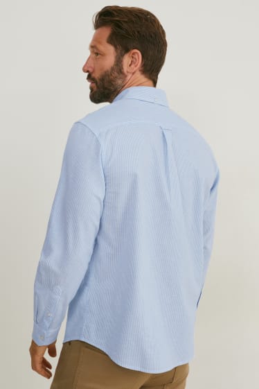 Hombre - Camisa Oxford - regular fit - button down - de rayas - azul claro