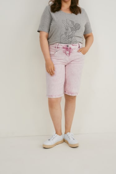 Femmes - Bermuda en jean - mid waist - rose pâle-chiné