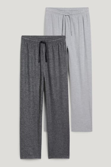 Uomo - Confezione da 2 - pantaloni pigiama - grigio chiaro melange
