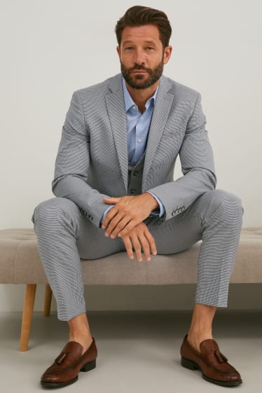 Bărbați - Sacou modular - slim fit - LYCRA® - în carouri - gri melanj