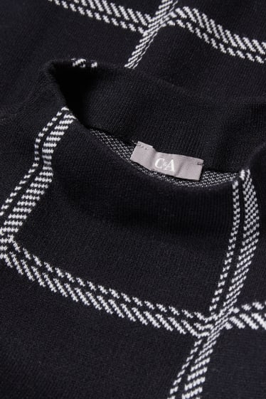 Damen - Pullover - kariert - schwarz