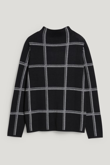 Damen - Pullover - kariert - schwarz