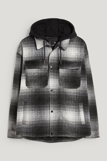 Clockhouse homme - CLOCKHOUSE - veste chemise avec capuche - à carreaux - noir / gris