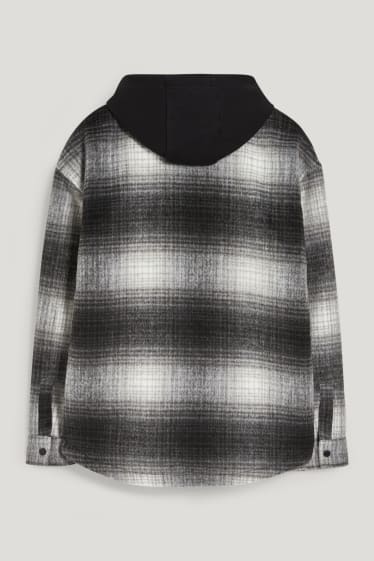 Clockhouse homme - CLOCKHOUSE - veste chemise avec capuche - à carreaux - noir / gris