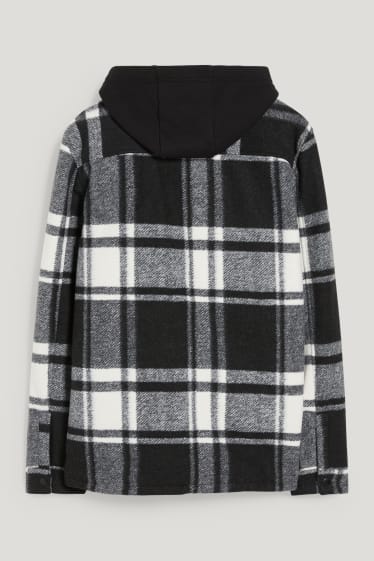 Clockhouse homme - CLOCKHOUSE - veste chemise à capuche - à carreaux - noir / blanc